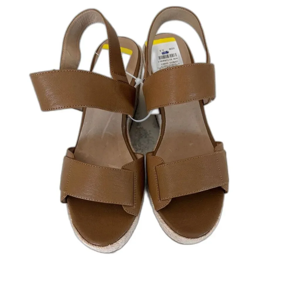 Eileen Fisher Maxi Chestnut Sandals Sz 8.5| Leather| Espadrille Platform